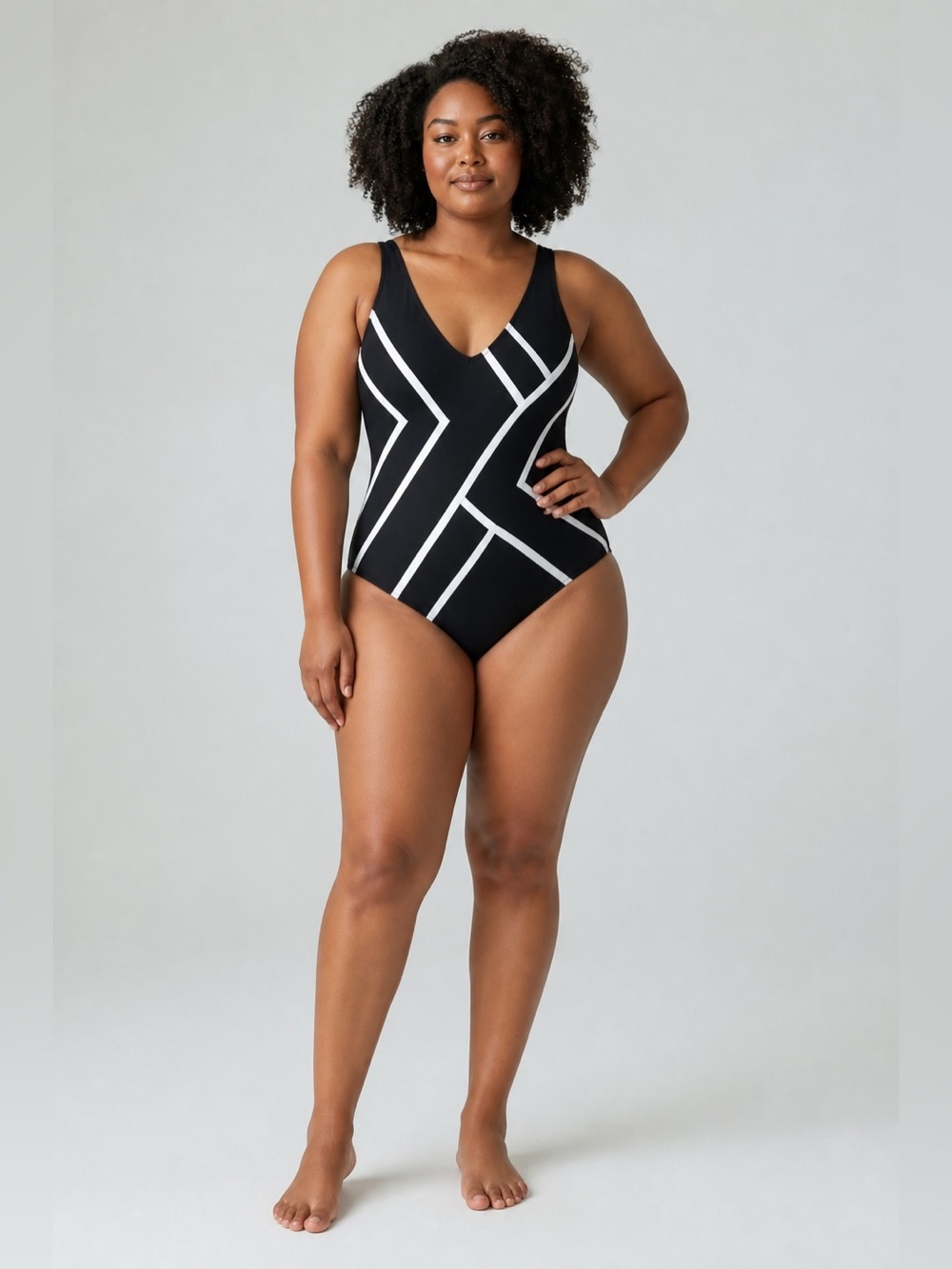 Gottex Plus Size Swimsuit Full Coverage Mirage V-Neck One Piece‎ Slimming Sz 16